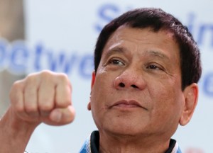 DUTERTE-BACOOR CITY/JANUARY 21, 2016
Presidential candidate and Davao City Mayor Rodrigo R. Duterte at the Signing of the Sister City Agreement held in STRIKE Gymnasium, Bacoor City, Cavite.
INQUIRER PHOTO/LYN RILLON