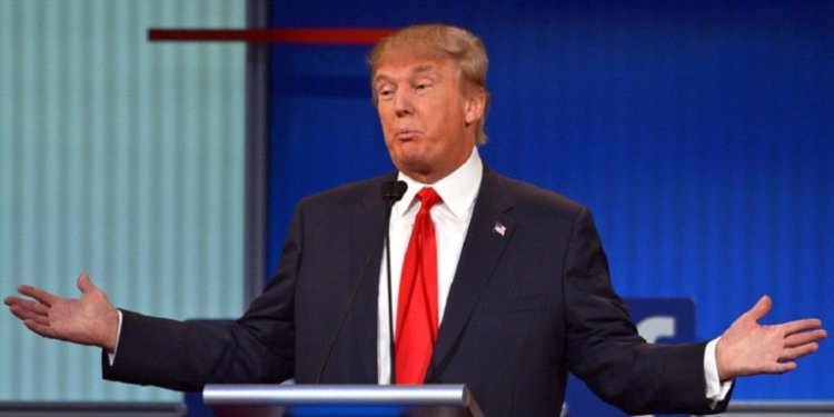 Real estate tycoon Donald Trump participates in the first Republican presidential primary debate on August 6, 2015 at the Quicken Loans Arena in Cleveland, Ohio. AFP PHOTO / MANDEL NGAN        (Photo credit should read MANDEL NGAN/AFP/Getty Images)