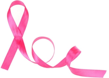 Pink breast cancer ribbon isolated on white