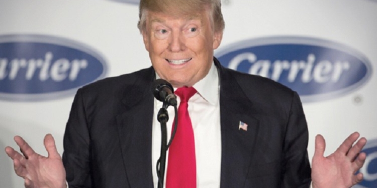 INDIANAPOLIS, IN - DECEMBER 01: President-elect Donald Trump speaks to workers at Carrier air conditioning and heating on December 1, 2016 in Indianapolis, Indiana. (Photo by Tasos Katopodis/Getty Images)