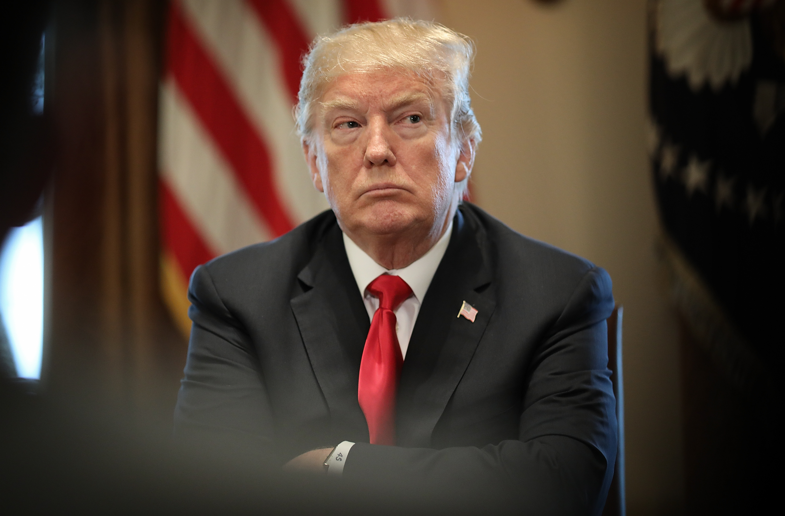 WASHINGTON, DC - MARCH 01:  U.S. President Donald Trump participates in a meeting with leaders of the steel industry at the White House March 1, 2018 in Washington, DC. Trump announced planned tariffs on imported steel and aluminum during the meeting, with details to be released at a later date.  (Photo by Win McNamee/Getty Images)